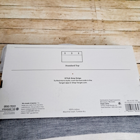 Threshold Gray Striped 100% Cotton Shower Curtain 72" × 72" - Picture 3 of 7